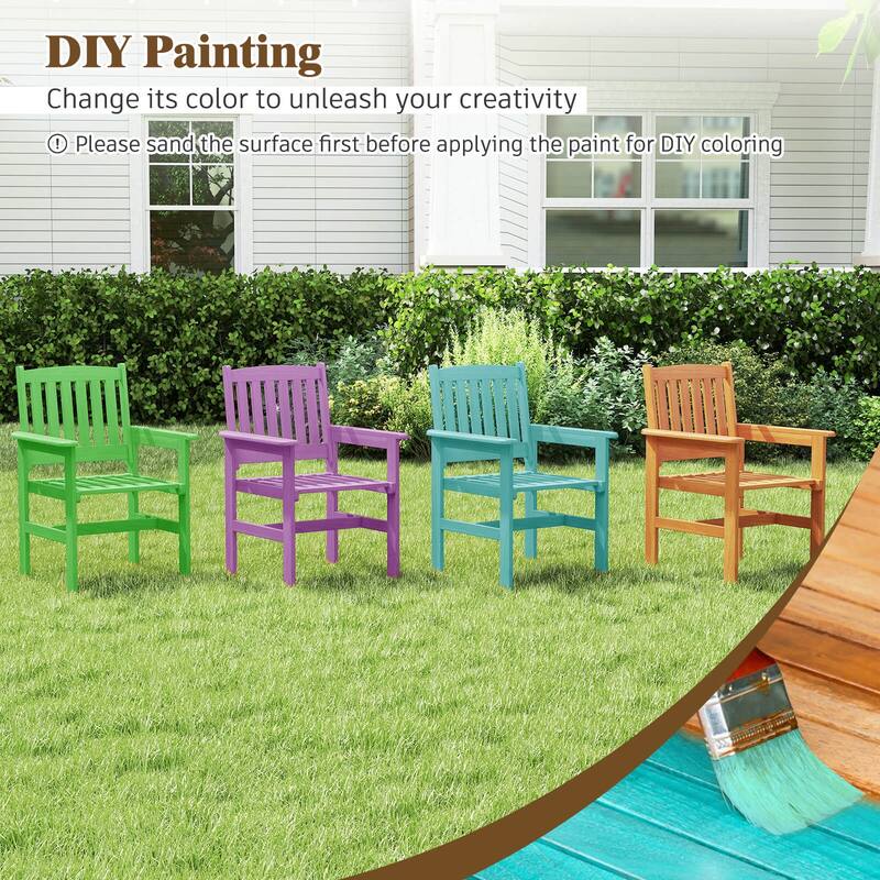 Costway 7 PCS Patio Wood Dining Table Set with 2” Umbrella Hole - See Details