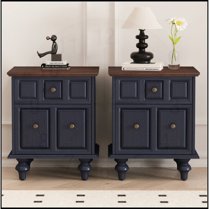 20.47"Vintage Nightstand with 2 Drawers(Set of 2)