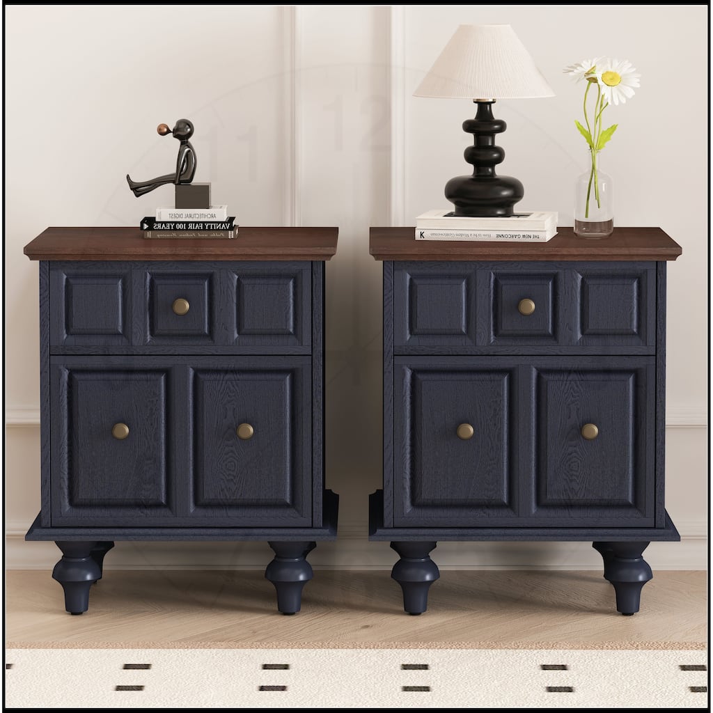20.47"Vintage Nightstand with 2 Drawers(Set of 2)