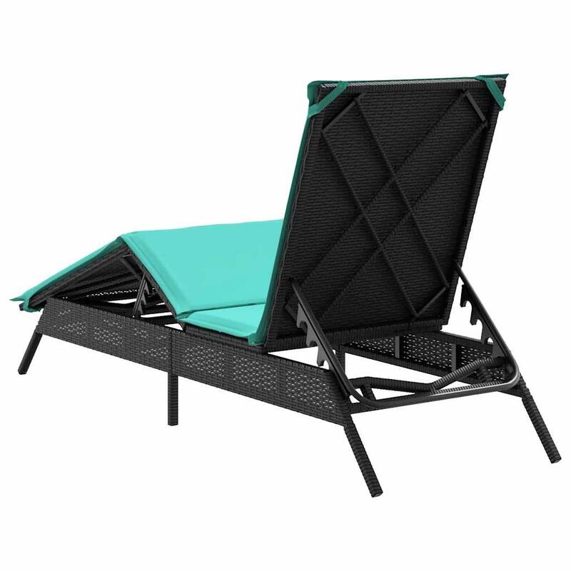 vidaXL Sun Lounger with Cushion Chaise Lounge Poly Rattan Brown/Gray/Black - 9.1 x 31.0 x 13.2