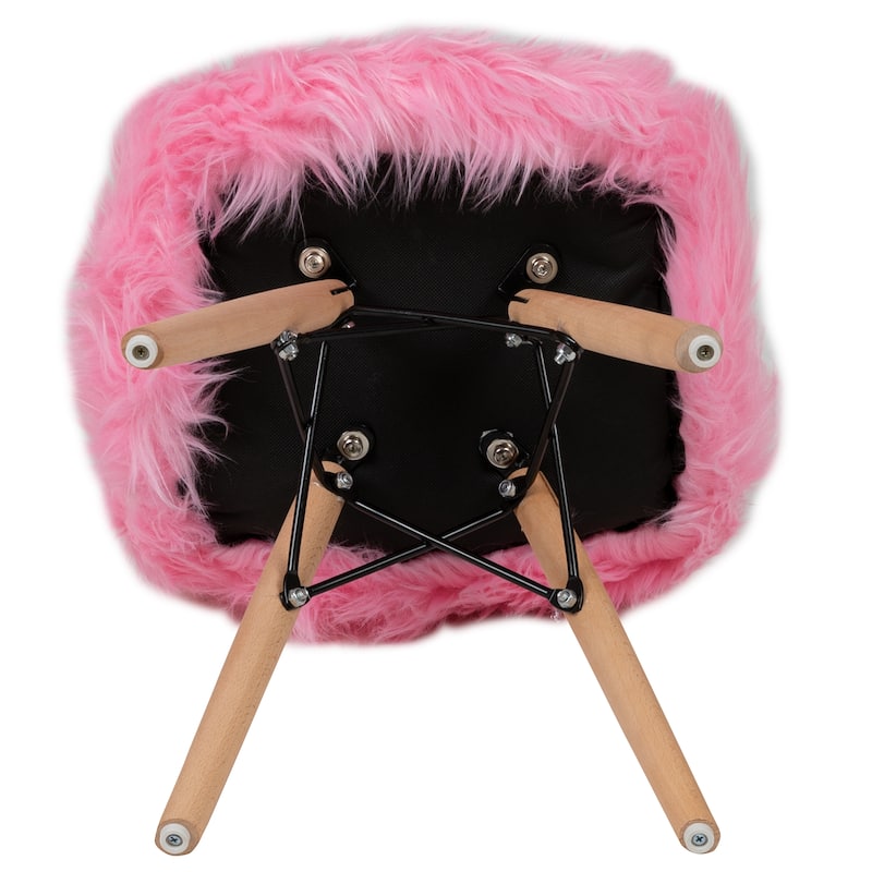 Kids Shaggy Dog Accent Chair - Desk Chair - Playroom Chair - 14"W x 14"D x 23.5"H