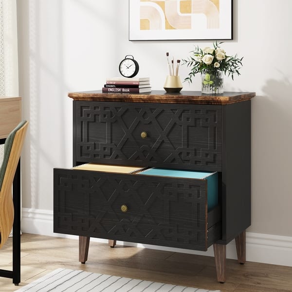 DEVAISE 2 Drawer Wood Lateral File Cabinet With Anti-tilt