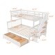 preview thumbnail 8 of 7, White Twin-Over-Full Solid Pine Bunk Bed with Storage Staircase, Drawer, and Guard Rail, Converts to Separate Beds