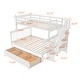 preview thumbnail 8 of 7, White Twin Over Full Wood Bunk Bed with Drawers & Stairs
