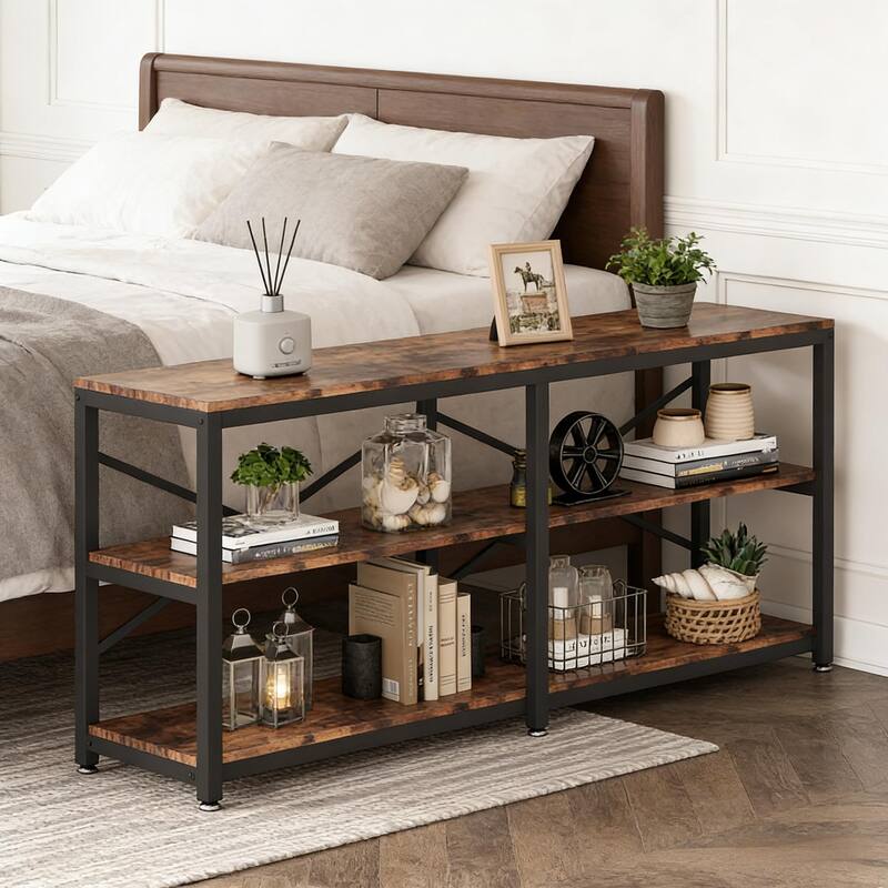 Rustic Farmhouse 3-Tier Hall Console Table