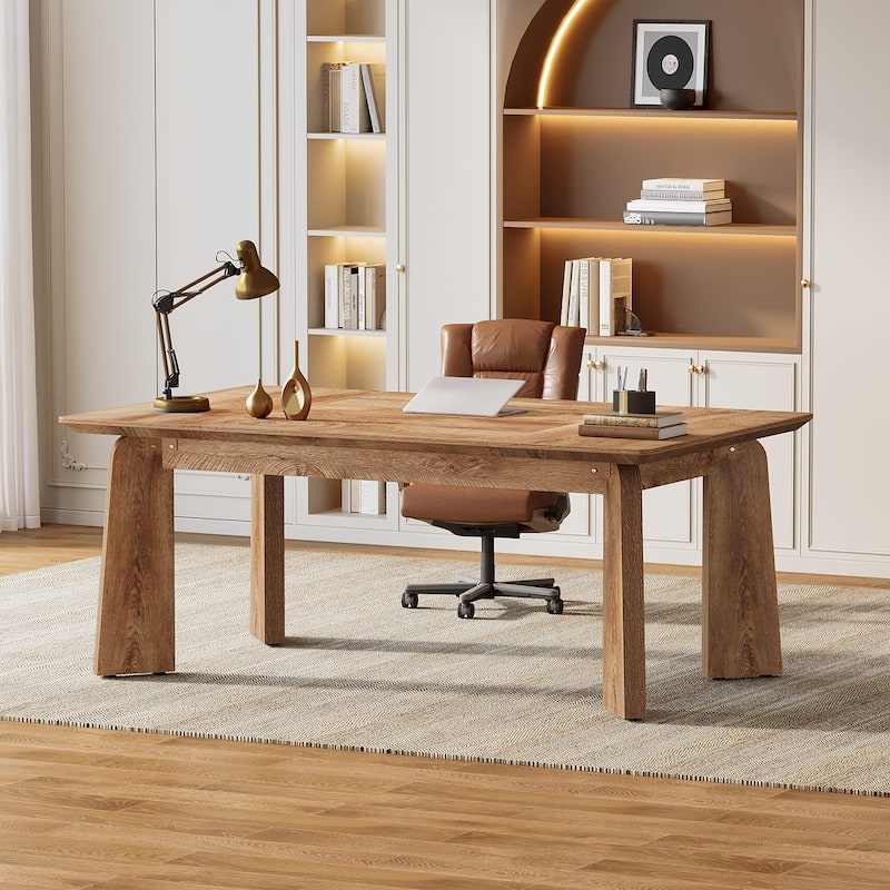 62'' Modern Large Executive Office Desk Computer Desk - Brown