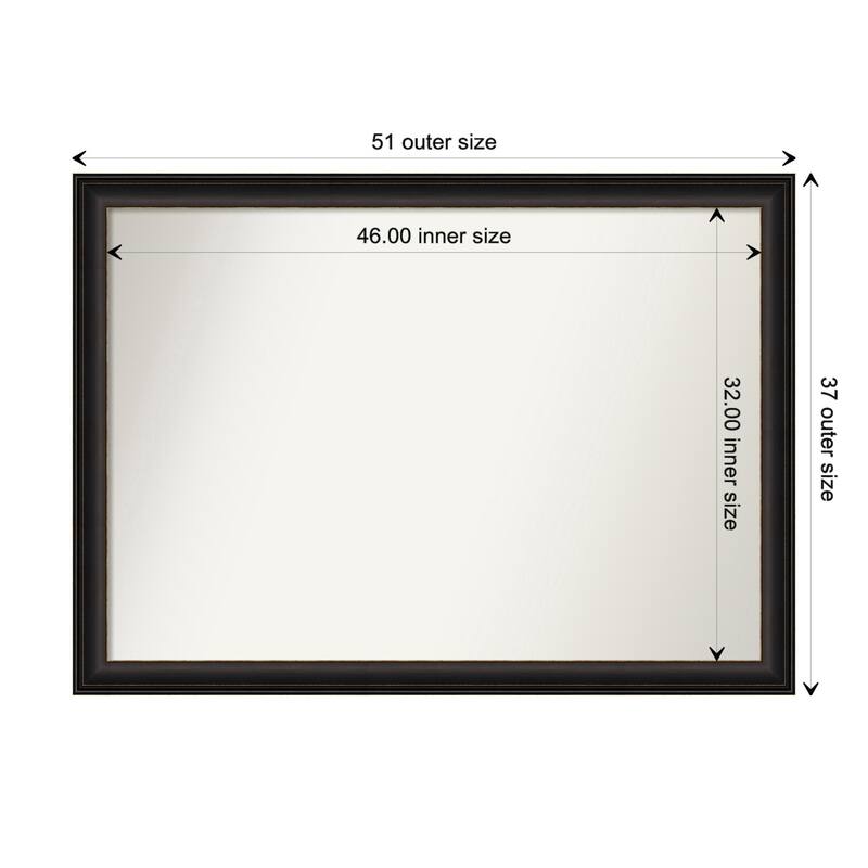 Trio Oil Rubbed Bronze Framed Non-Beveled Custom Wall Mirror, Bathroom Vanity Mirror - Outer Size: 50.5 x 36.5