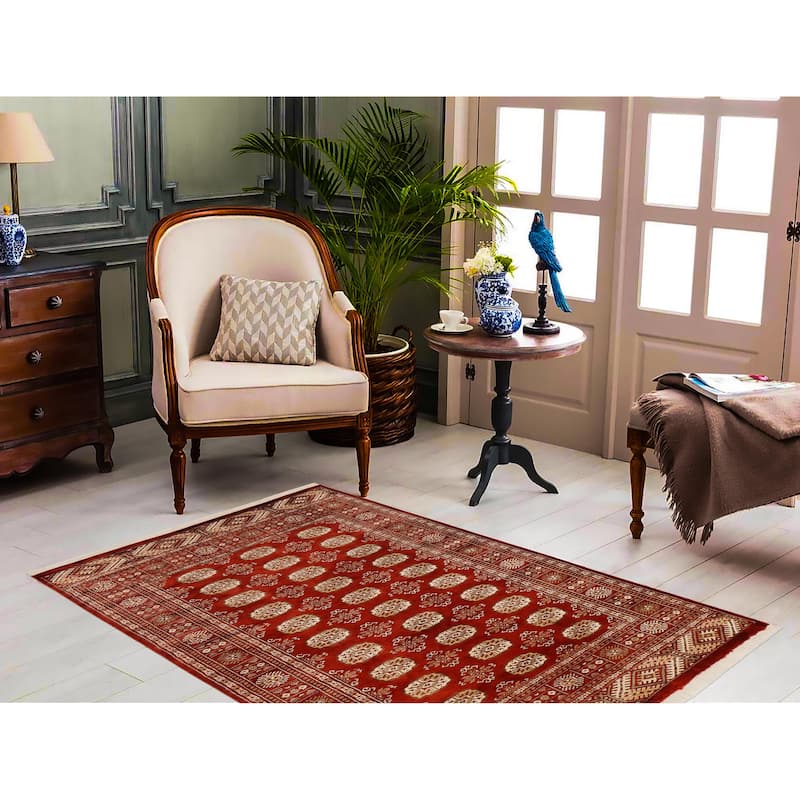 Tribal Bokhara Bentley Rust/Beige Hand Knotted Wool Rug - 4'2'' x 6'0''