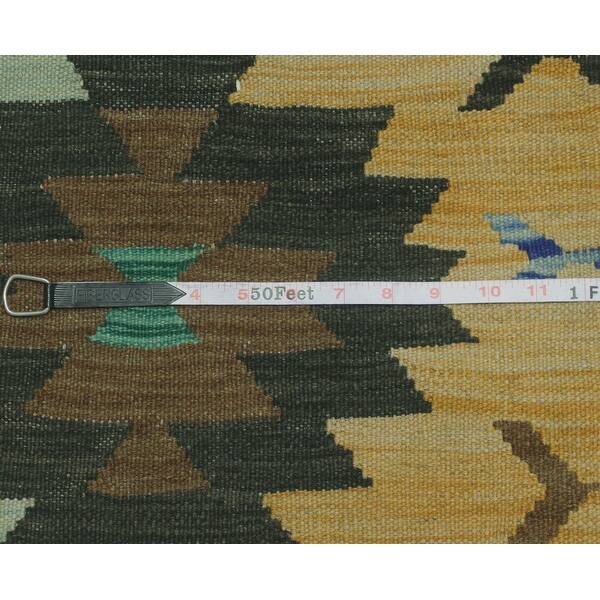 Hand-Woven Sangat Kilim Adowa Brown/Ivory Rug - 3'5