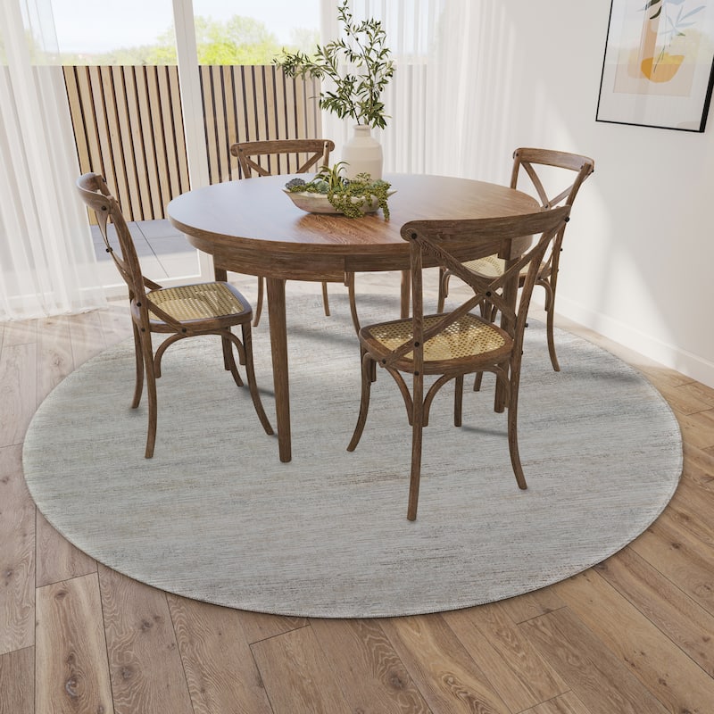Indoor/ Outdoor Marston Dynamic Transitional Striped Washable Area Rug - 8' x 8' - Beige