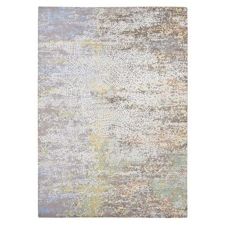 Laid Back Gray, Wool and Real Silk, Broken and Erased Roman Mosaic ...