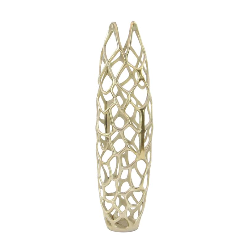 Aluminum Metal Cutout Coral Decorative Vase - Gold or Silver - Roche River Decor
