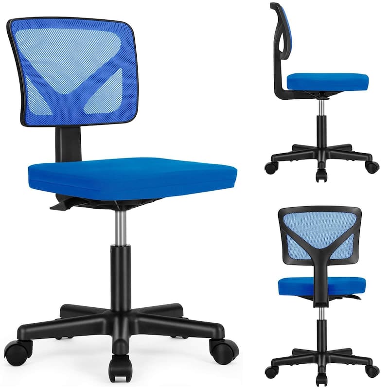 Child Armless Mesh Office Chair, Office Computer Desk Chair, Rolling Work Swivel Chairs for Home, Study, Student, Adults