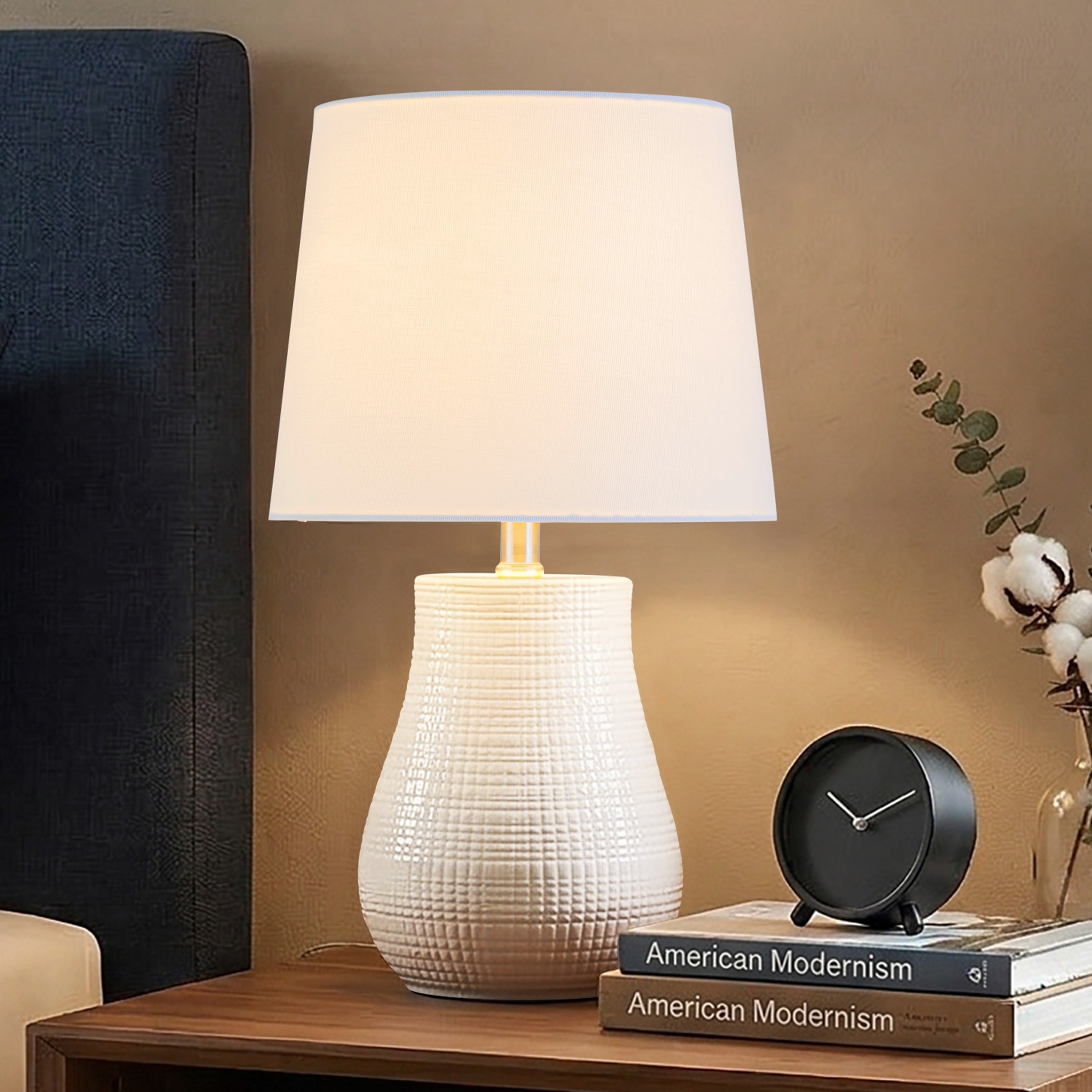 C Cattleya 19.25inch Ceramic Table Lamp with Linen Shade