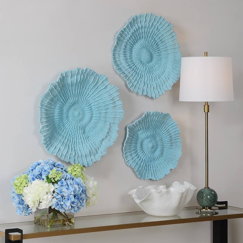 Uttermost 04378 Ocean Gems 22" Tall Polyresin Abstract Sculpture - Set - Blue