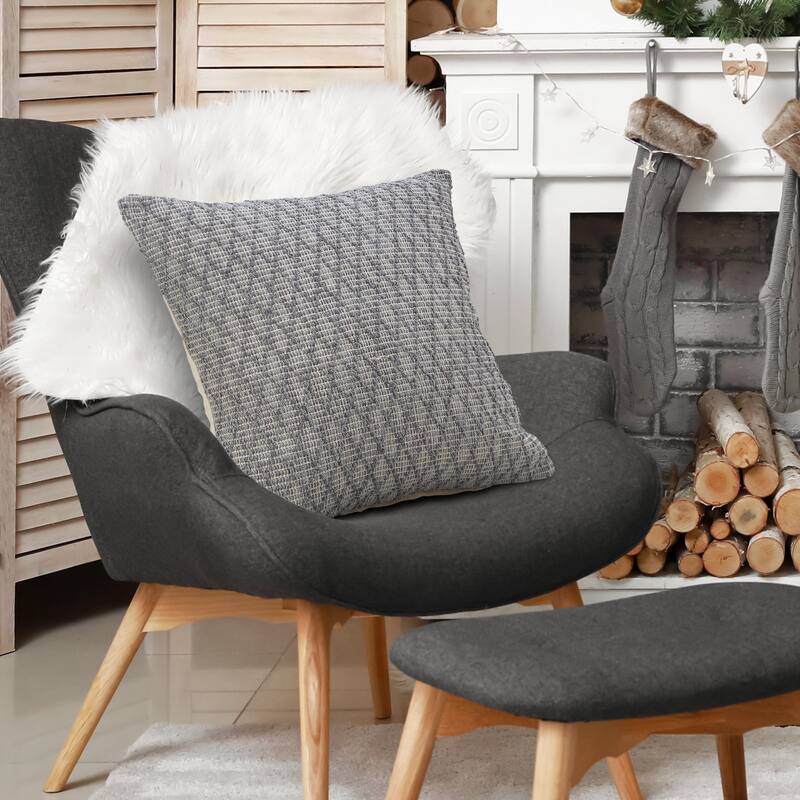HomeRoots 20" X 20" Gray 100% Cotton Geometric Zippered Pillow