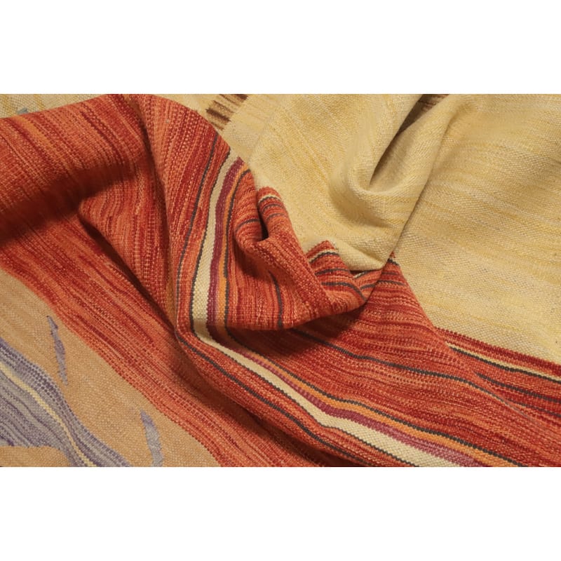 Hand Woven Oriental 100% Wool Carpet Southwestern Tribal Multi-Colored Kilim Area Rug - 8' 2'' X 5' 6''