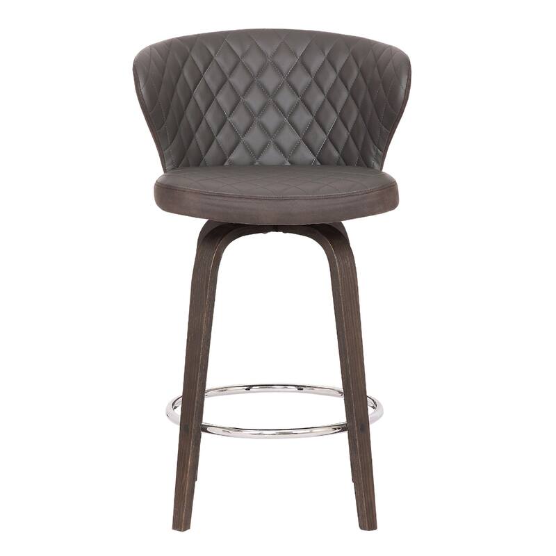 Brown Faux Leather Counter Height Bar Chair with Iron Frame - 20.5” x 20” x 36” (D x W x H)