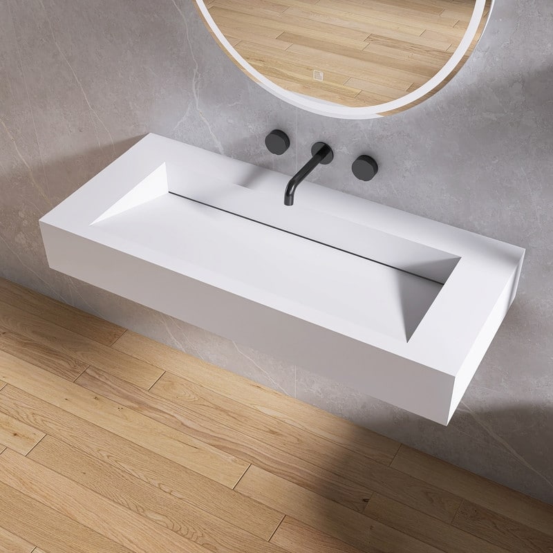 MEDUNJESS 42" Bathroom Sink Solid Surface Bathroom Vessel Sink - 42''