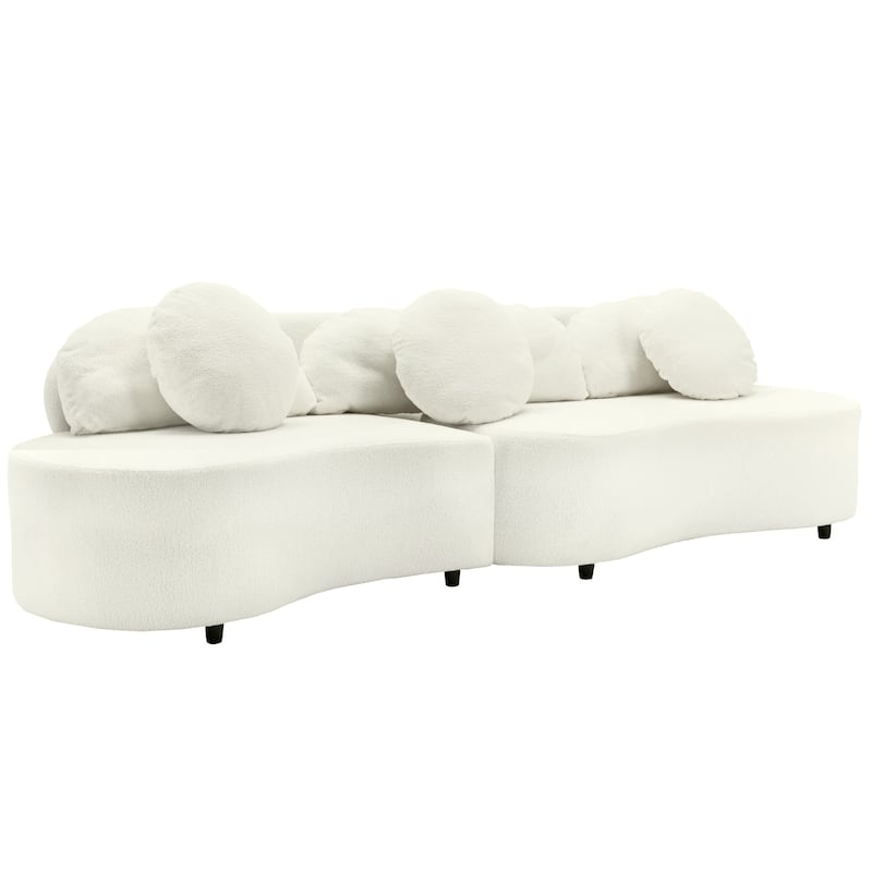 103.5" Lamb Velvet Armless Sofa with 6 Pillows and Floating Design