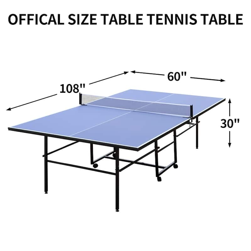 9FT Mid-Size Foldable Table Tennis, 2 Table Tennis Paddles & 3 Balls