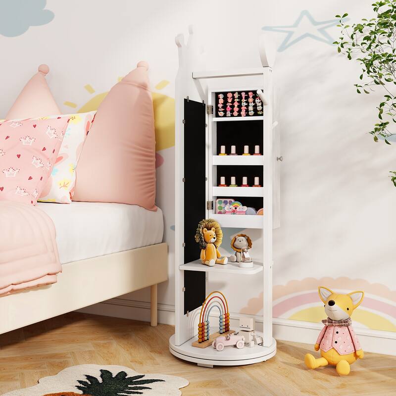 Gymax Kids Vanity Set Princess Makeup Dressing Table & Chair Set w/