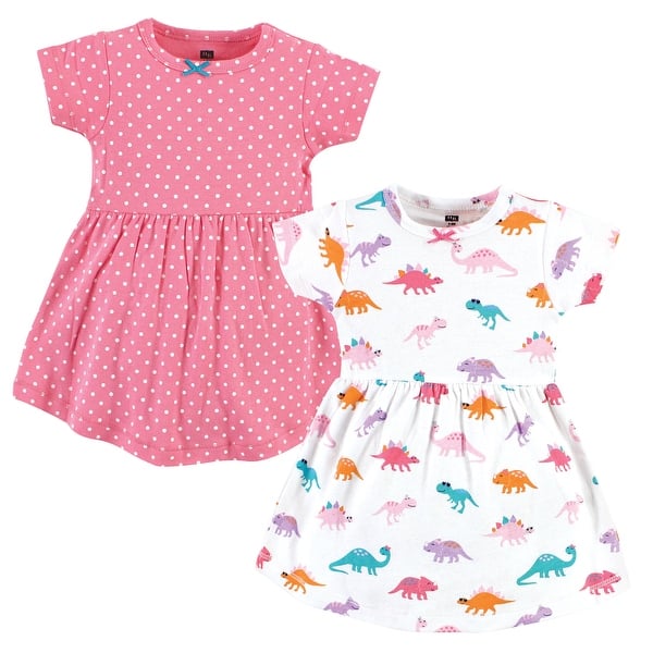 slide 1 of 1, Hudson Baby Baby Girls Cotton Dresses, Cuteasaurus 3-6 Months - Cuteasaurus