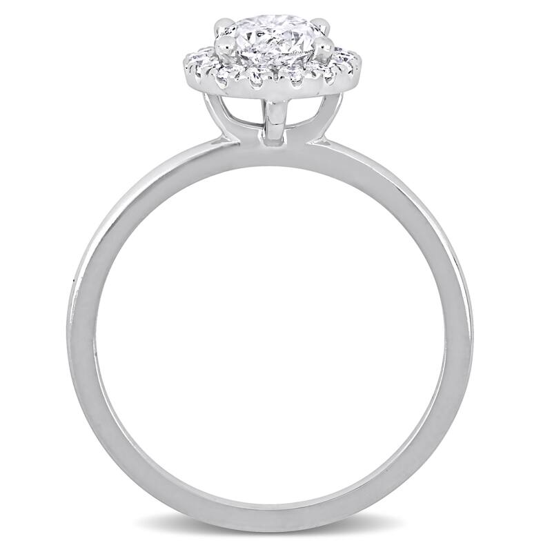 Miadora 1 1/4ct TDW Oval Diamond Halo Engagement Ring in 14k White Gold