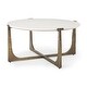 preview thumbnail 10 of 16, Atticus Black Wood and Antiqued Gold Metal Coffee Table Gold - Marble/Iron