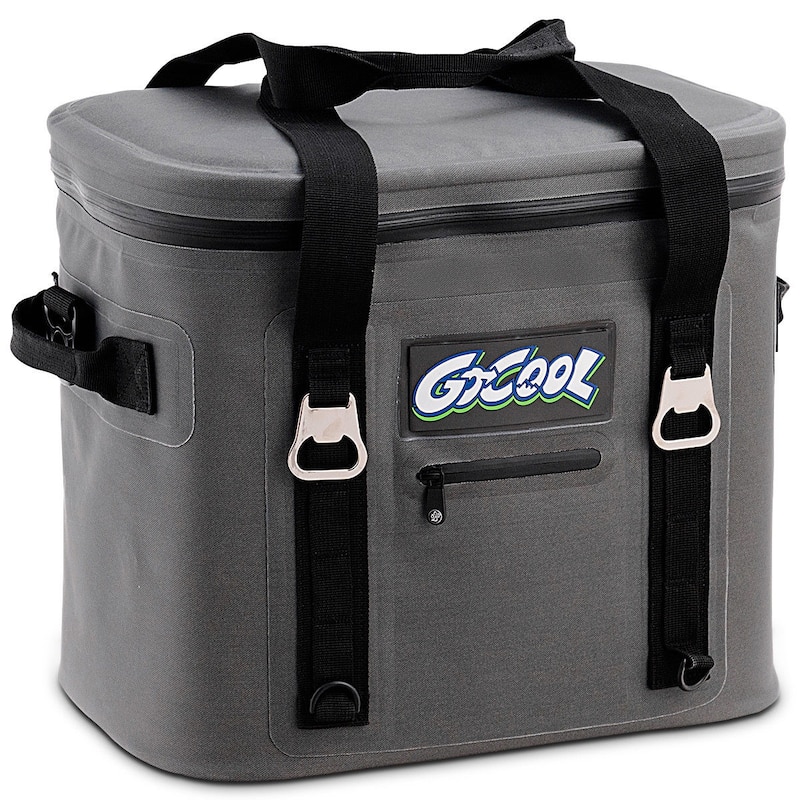 Gymax Insulated Lunch Box Lunch Bag 24-Can Soft Cooler Bag - Grey