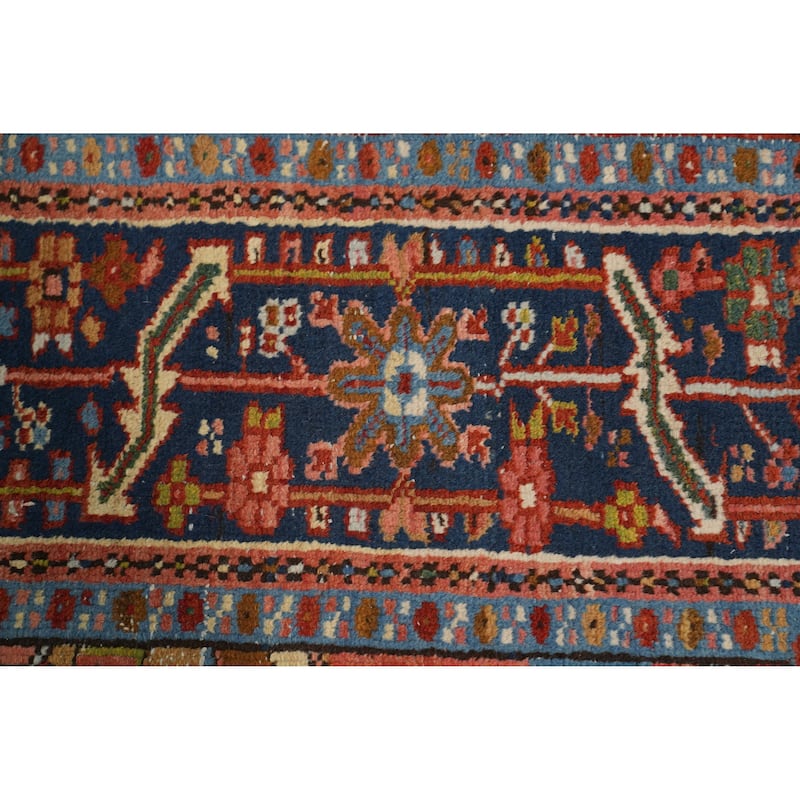 Hand Knotted Oriental 100% Wool Carpet Traditional Floral Red Heriz (serapi) Area Rug - 10' 5'' X 7' 2''