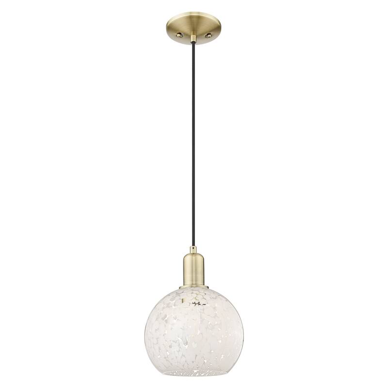 Innovations Lighting Endless Possibilities Arcadia - White Mouchette - 1 Light 8" Cord Hung Mini Pendant - Antique Brass