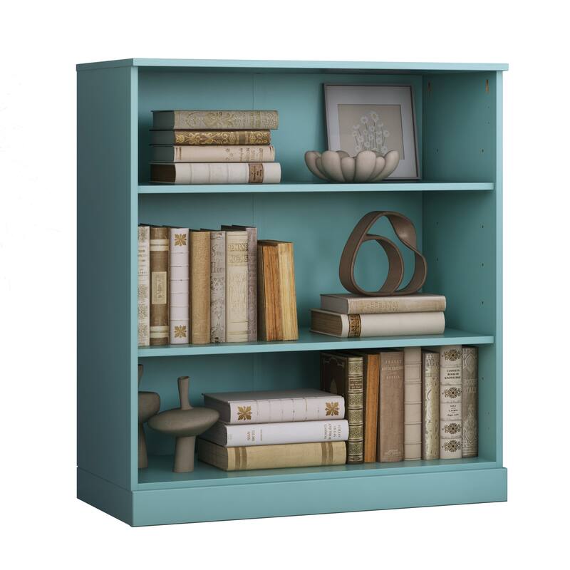 Palace Imports 100% Solid Wood 3-Shelf Bookcase, Adjustable Shelves, 32" Wide, 35.75" Tall