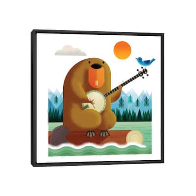 iCanvas "Banjo Beaver And Bluebird" by Gareth Lucas Framed Canvas Print
