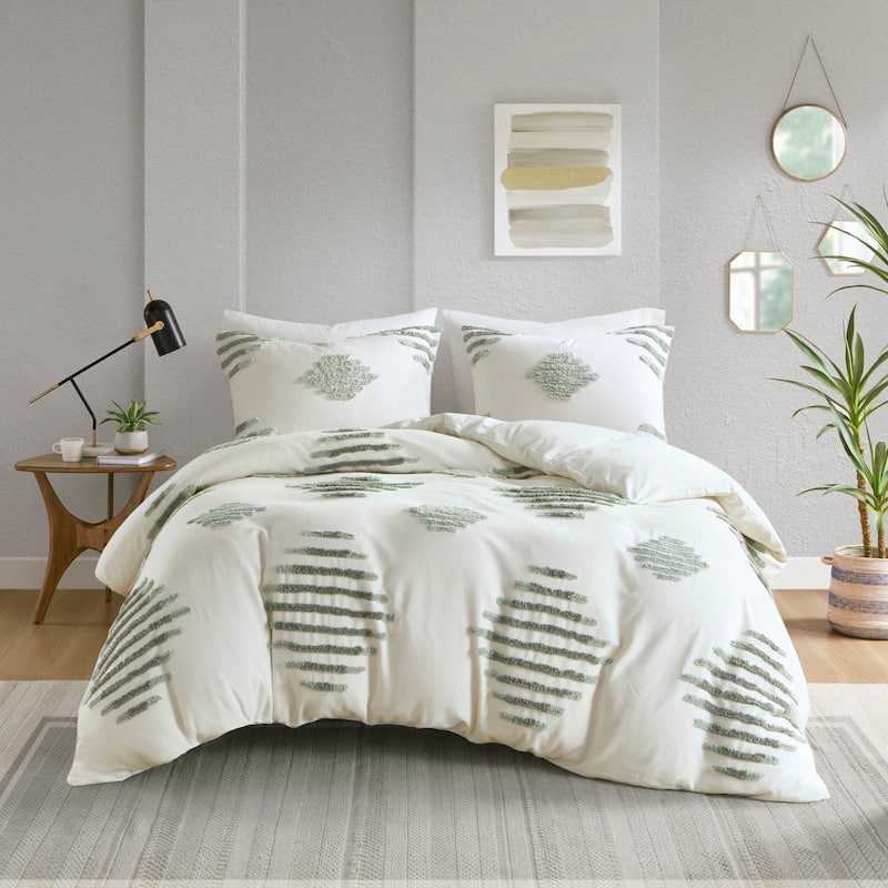 INK+IVY Tahli 3 Piece Cotton Blend Chenille Duvet Cover Set