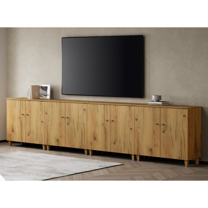 WAMPAT Wide TV Stand Cabinet, Entertainment Center with Doors, 32.4"H