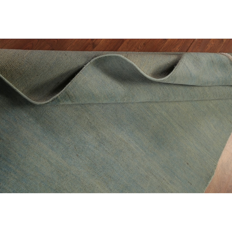 Green & Blue Gabbeh Modern Rug Handmade Wool Carpet - 4'1" x 5'11"