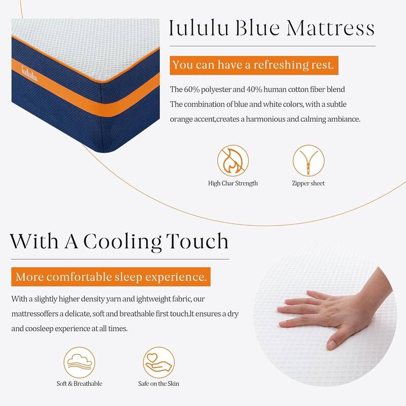 14 inch Memory Foam Mattress, Gel Mattress for Cool Sleep & Pressure Relief, Mattress-in-a-Box