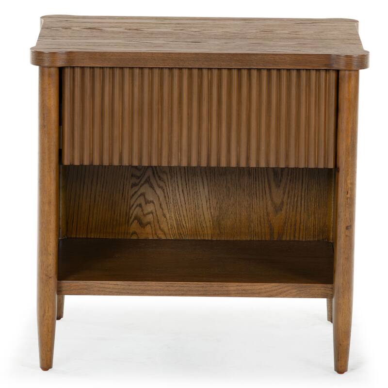 SAFAVIEH Couture Shelbie 1-Drawer Reeded Nightstand, Fully Assembled - Medium Oak