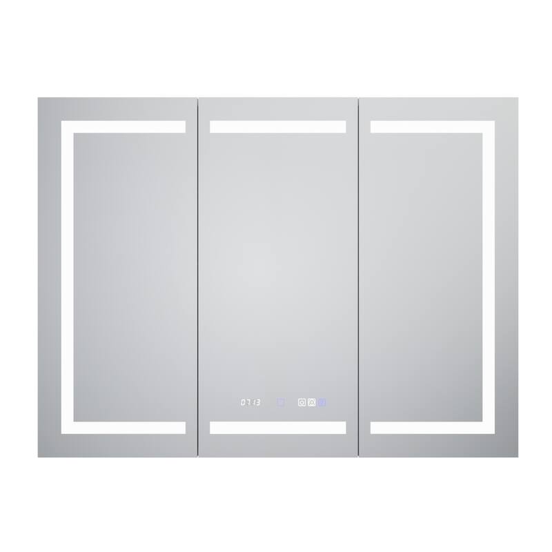 36'' H Recessed or Surface Mounted Bathroom LED Mirror Cabinet With Defogger, Dimmer, 10x magnifying