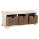 preview thumbnail 3 of 8, SAFAVIEH Lonan White 3-drawer Wicker Storage Bench - 47" W x 16.1" L x 19.9" H