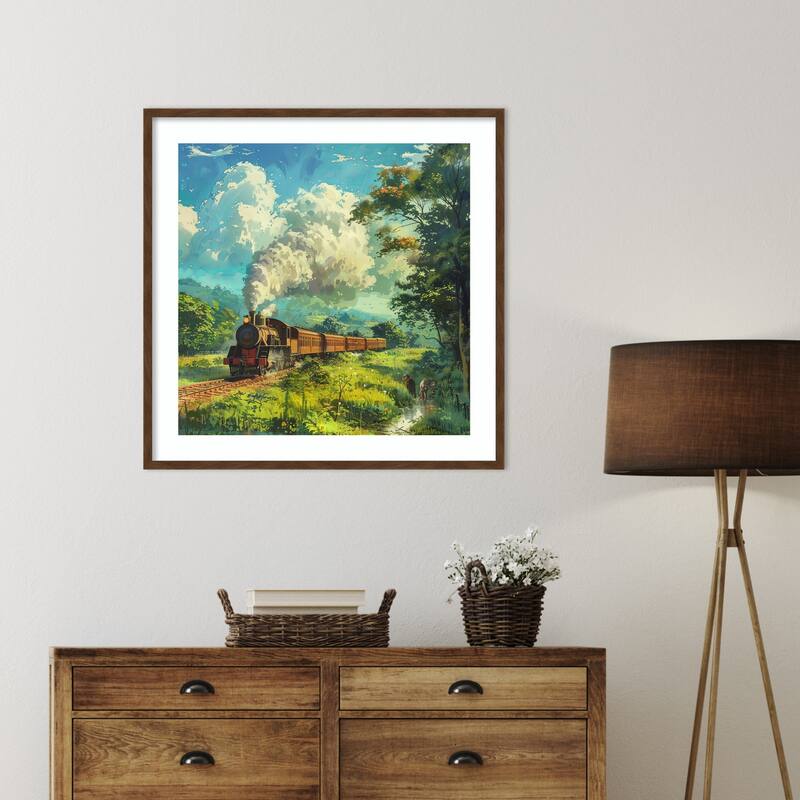 Train Steam Engine by Tradelink inhouse artist Wood Framed Wall Art Print