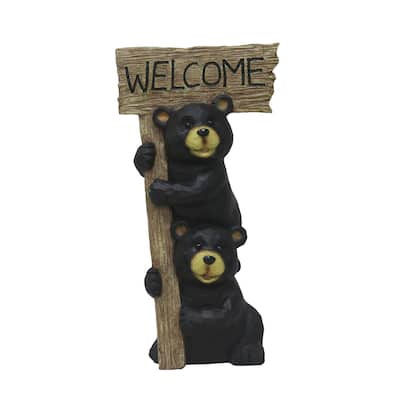 Stacked Bears Outdoor Garden Welcome Sign - 16"