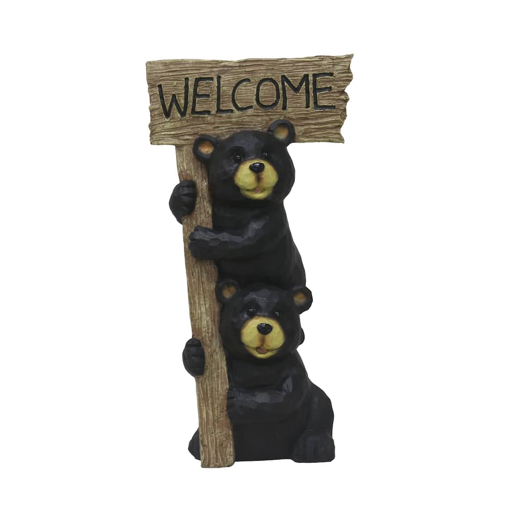 Stacked Bears Outdoor Garden Welcome Sign - 16"