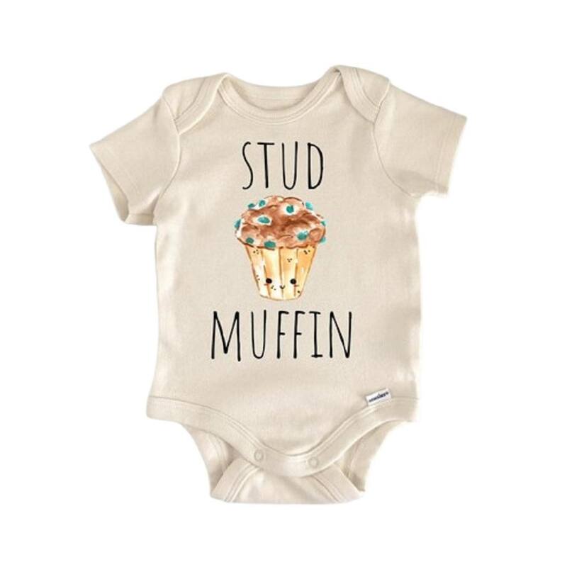 Stud Muffin Blueberry Baking - Baby Boy Girl Clothes Infant Bodysuit Funny Cute - Pink - 0-3M