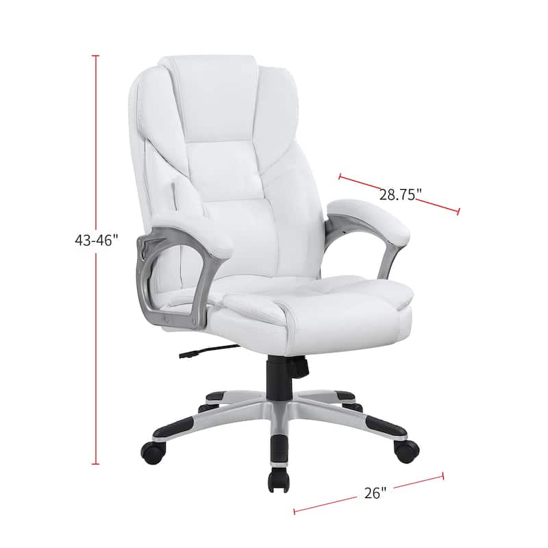 Adjustable Height Leatherette Office Chair in White