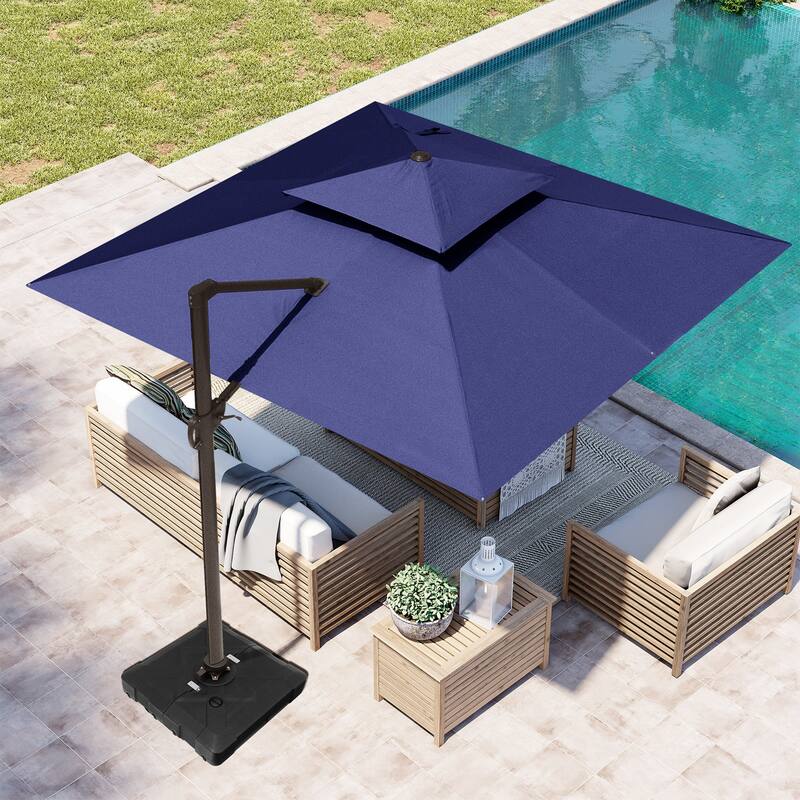 10 x 10 ft Deluxe 360 Degree Rotation Patio Cantilever Umbrella With Weighted Base