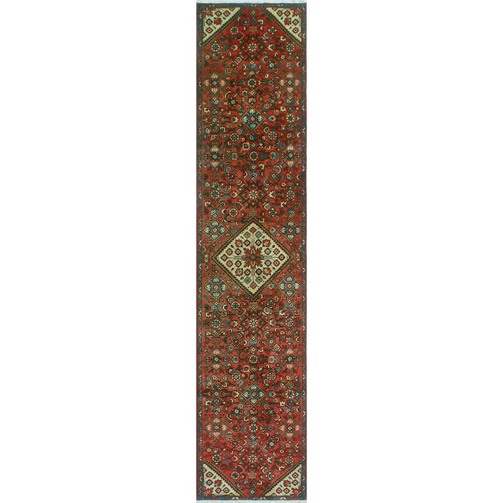 Fine Vintage Distressed Zlikha Rust/Ivory Runner - 2'0" x 9'2"