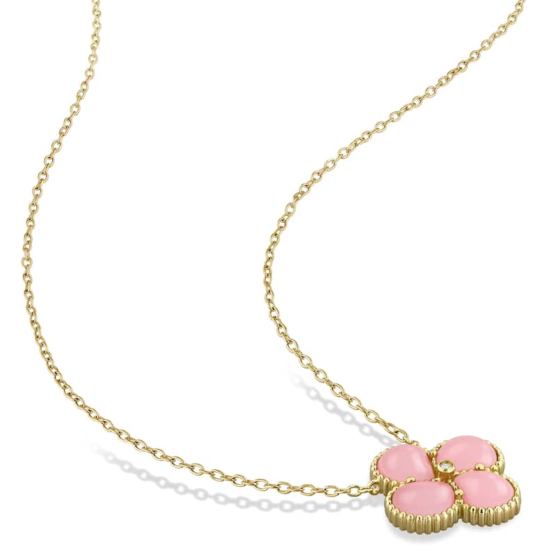 Miadora Yellow Silver Gemstone Clover Necklace and Earrings Set