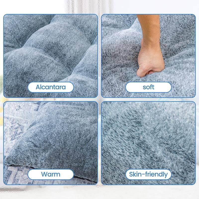 3-Size Fluffy Deluxe Dog Bed, Comfy Pet Sleeping Mat with Alcantara Upholstery and Anti-Slip Bottom, Washable Soft Puppy Pad